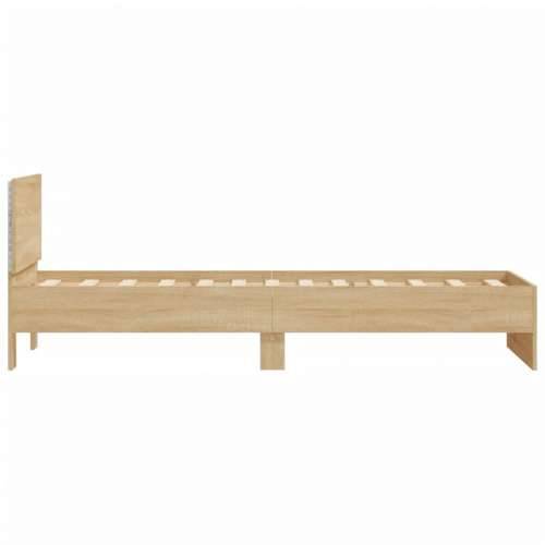 Okvir za krevet s uzglavljem i LED svjetlima boja hrasta sonome - sonoma hrast 90 x 200 cm Cijena