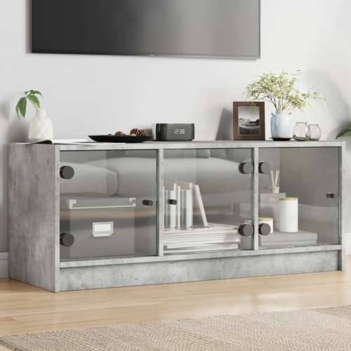 TV ormarić sa staklenim vratima boja betona 102x37x42 cm - Beton siva 1 Cijena
