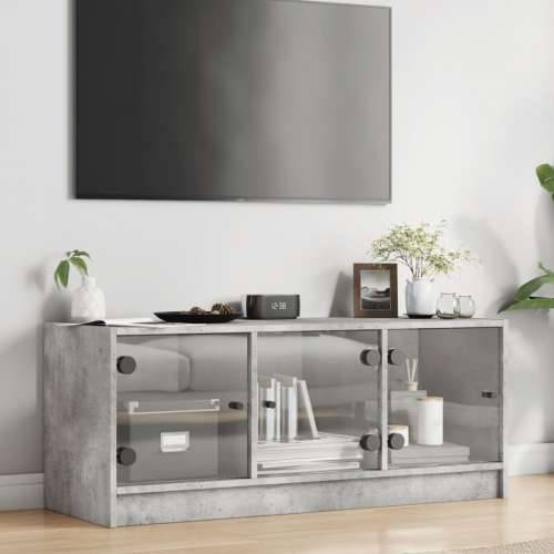 TV ormarić sa staklenim vratima boja betona 102x37x42 cm - Beton siva 1 Cijena