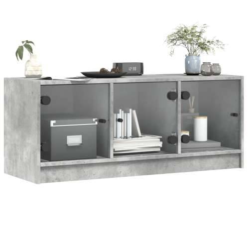 TV ormarić sa staklenim vratima boja betona 102x37x42 cm - Beton siva 1 Cijena