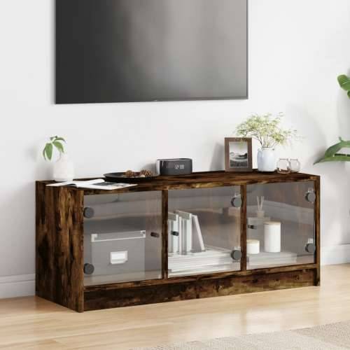 TV ormarić sa staklenim vratima boja hrasta 102x37x42 cm - Dimljeni hrast 1 Cijena