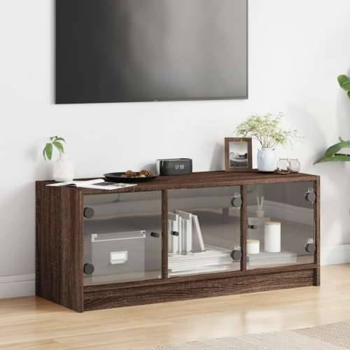 TV ormarić sa staklenim vratima smeđa boja hrasta 102x37x42 cm - Smeđi hrast 1 Cijena