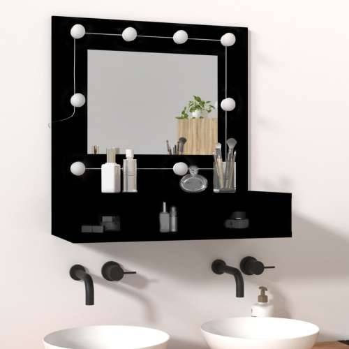 Ormarić s ogledalom i LED svjetlima crni 60 x 31,5 x 62 cm Cijena