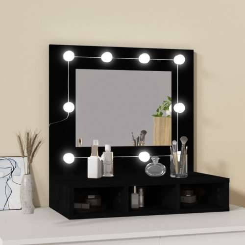 Ormarić s ogledalom i LED svjetlima crni 60 x 31,5 x 62 cm Cijena