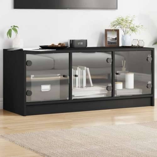 TV ormarić sa staklenim vratima crni 102x37x42 cm Crna 1 Cijena