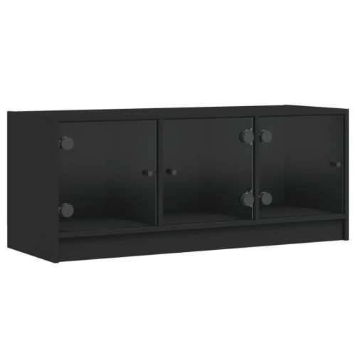 TV ormarić sa staklenim vratima crni 102x37x42 cm Crna 1 Cijena