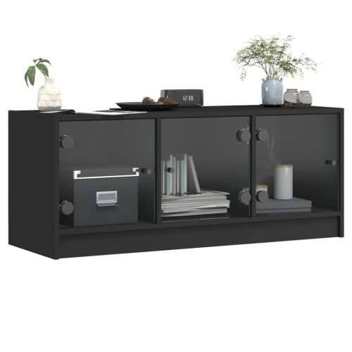 TV ormarić sa staklenim vratima crni 102x37x42 cm Crna 1 Cijena