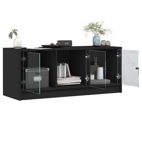 TV ormarić sa staklenim vratima crni 102x37x42 cm Crna 1 Cijena