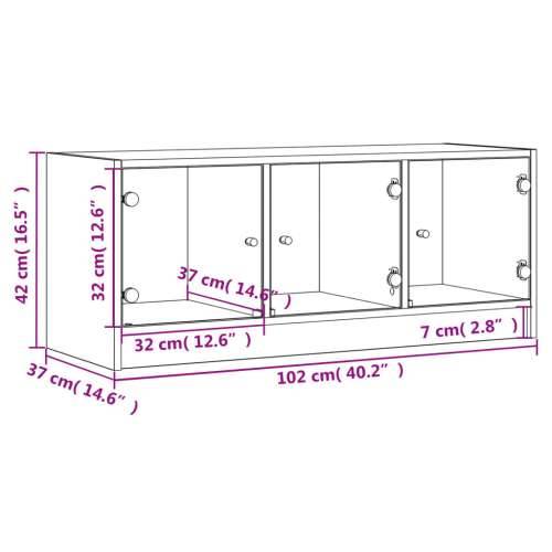 TV ormarić sa staklenim vratima crni 102x37x42 cm Crna 1 Cijena