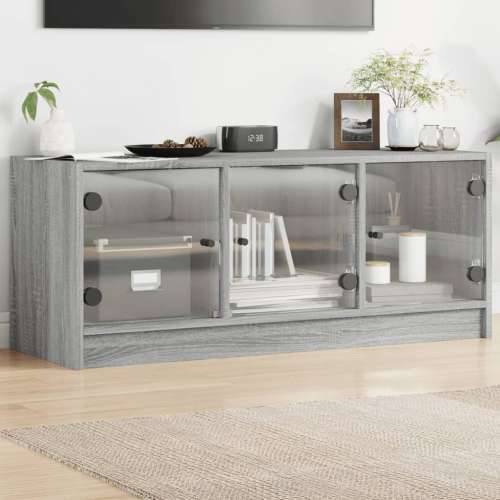 TV ormarić sa staklenim vratima siva boja hrasta 102x37x42 cm - Sivi hrast sonoma 1 Cijena
