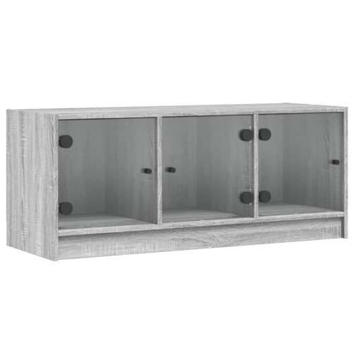 TV ormarić sa staklenim vratima siva boja hrasta 102x37x42 cm - Sivi hrast sonoma 1 Cijena