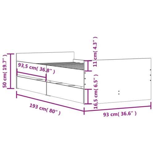 Okvir kreveta s ladicama boja hrasta 90x190 cm sonoma hrast 90 x 190 cm Cijena
