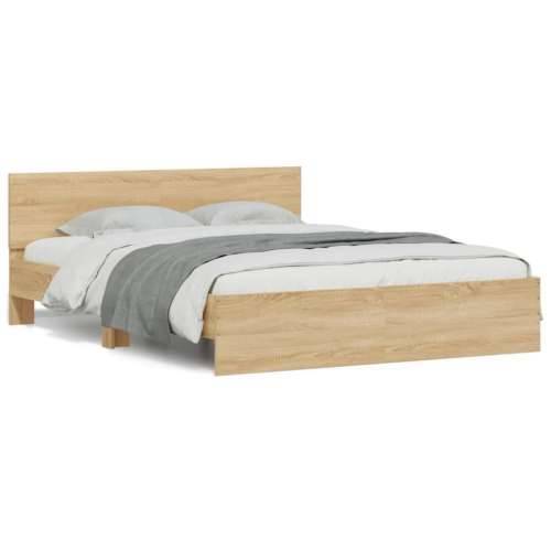 Okvir kreveta s uzglavljem boja hrasta 140 x 190 cm - sonoma hrast 140 x 190 cm Cijena