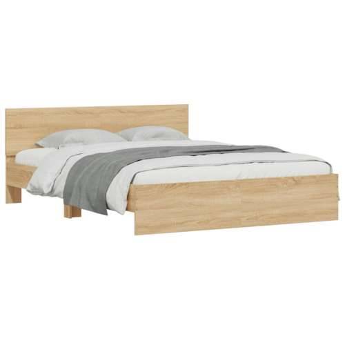 Okvir kreveta s uzglavljem boja hrasta 140 x 190 cm - sonoma hrast 140 x 190 cm Cijena