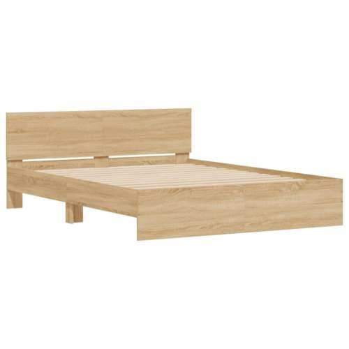Okvir kreveta s uzglavljem boja hrasta 140 x 190 cm - sonoma hrast 140 x 190 cm Cijena