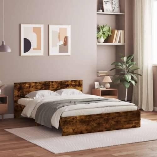 Okvir kreveta s uzglavljem boja hrasta 140x190 cm - Dimljeni hrast 140 x 190 cm Cijena