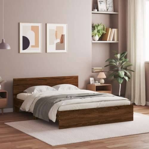Okvir kreveta s uzglavljem boja hrasta 140x190 cm - Smeđi hrast 140 x 190 cm Cijena