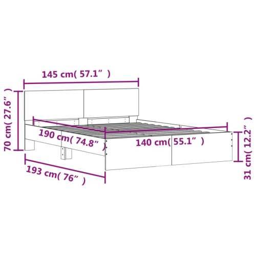 Okvir kreveta s uzglavljem boja hrasta 140x190 cm - Smeđi hrast 140 x 190 cm Cijena
