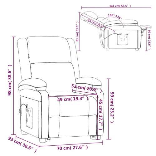 Masažna fotelja od tkanine tamnosiva Cijena