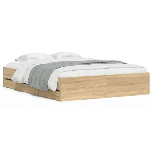 Okvir za krevet s ladicama boja hrasta 140x190 cm drveni - sonoma hrast 140 x 190 cm Cijena
