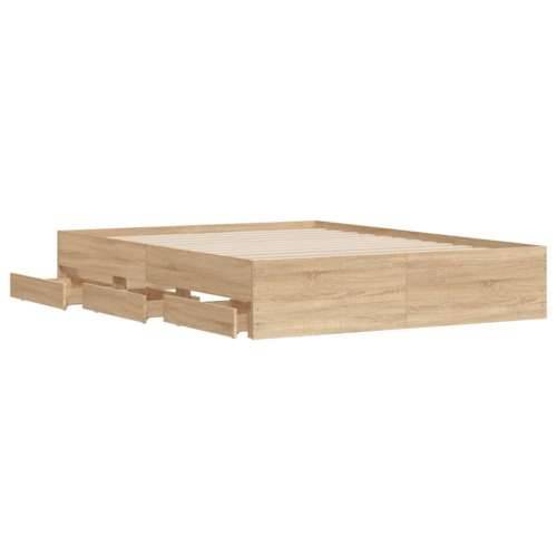 Okvir za krevet s ladicama boja hrasta 140x190 cm drveni - sonoma hrast 140 x 190 cm Cijena