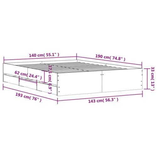 Okvir za krevet s ladicama boja hrasta 140x190 cm drveni - sonoma hrast 140 x 190 cm Cijena