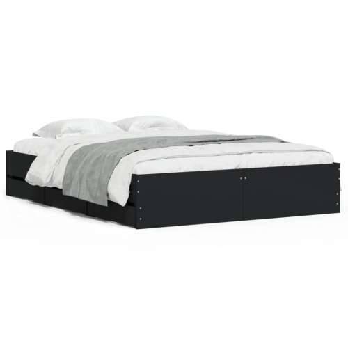 Okvir za krevet s ladicama crni 140x190 cm konstruirano drvo - Crna 140 x 190 cm Cijena