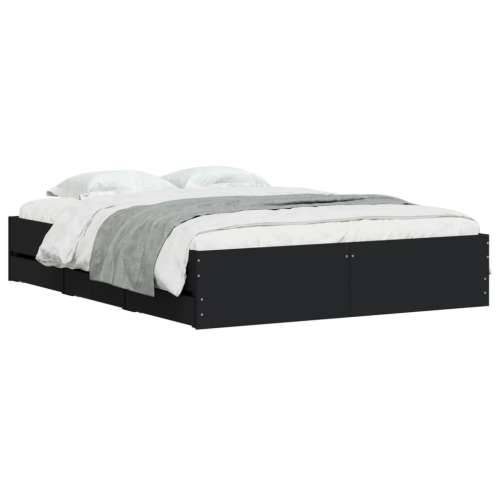 Okvir za krevet s ladicama crni 140x190 cm konstruirano drvo - Crna 140 x 190 cm Cijena