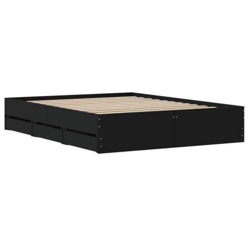 Okvir za krevet s ladicama crni 140x190 cm konstruirano drvo - Crna 140 x 190 cm Cijena