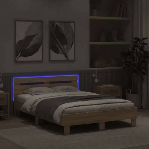 Okvir za krevet s uzglavljem i LED boja hrasta 120x200 cm - sonoma hrast 120 x 200 cm Cijena