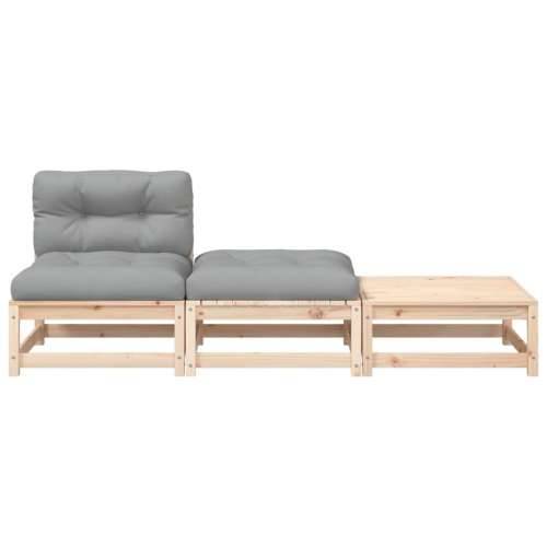 Vrtna sofa bez naslona za ruke s jastucima i tabureima - Prirodna i siva 1 stolica + 2x tabure Cijena