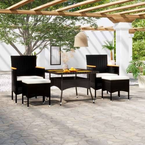 Vrtna garnitura - 5-dijelni vrtni blagovaonski set poliratan i drvo bagrema crni - Smeđa i crna 120 x 120 x 75 cm 5 Cijena