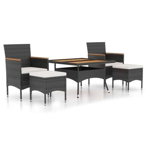 Vrtna garnitura - 5-dijelni vrtni blagovaonski set poliratan i drvo bagrema crni - Smeđa i crna 120 x 120 x 75 cm 5 Cijena