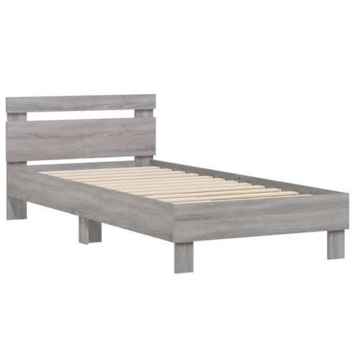 Okvir za krevet s uzglavljem i LED svjetlima boja sivog hrasta - Sivi hrast sonoma 75 x 190 cm Cijena