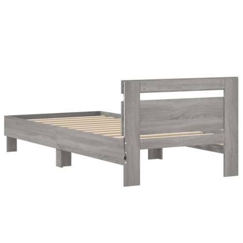 Okvir za krevet s uzglavljem i LED svjetlima boja sivog hrasta - Sivi hrast sonoma 75 x 190 cm Cijena