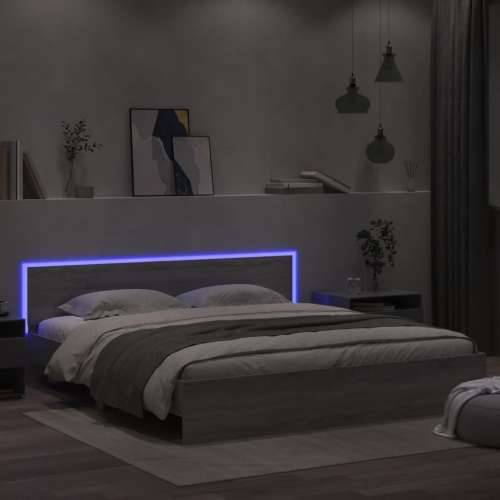 Okvir kreveta s uzglavljem LED siva boja hrasta 180 x 200 cm - Sivi hrast sonoma 180 x 200 cm Cijena