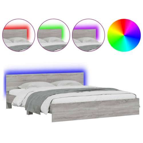 Okvir kreveta s uzglavljem LED siva boja hrasta 180 x 200 cm - Sivi hrast sonoma 180 x 200 cm Cijena