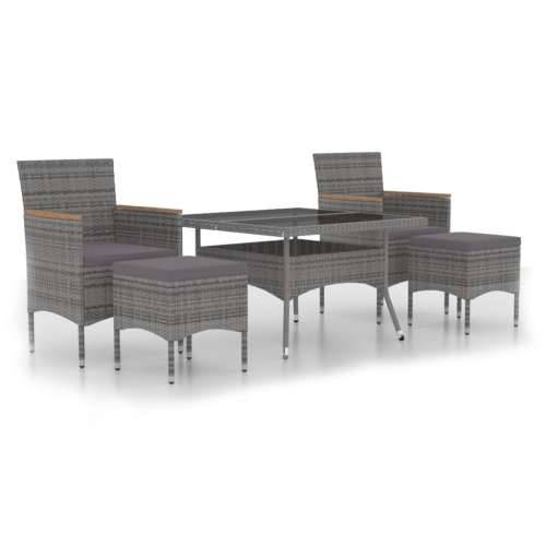 Vrtna garnitura - 5-dijelni vrtni blagovaonski set od poliratana i stakla sivi - Crna i siva 120 x 120 x 75 cm 5 Cijena