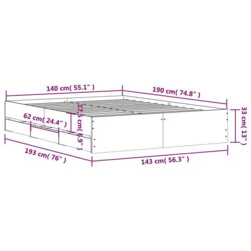 Okvir kreveta s ladicama boja hrasta 140x190 cm - Dimljeni hrast 140 x 190 cm Cijena