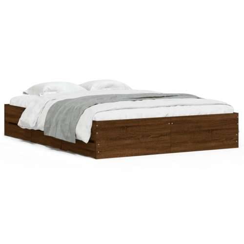 Okvir kreveta s ladicama boja smeđeg hrasta 140x190 cm - Smeđi hrast 140 x 190 cm Cijena