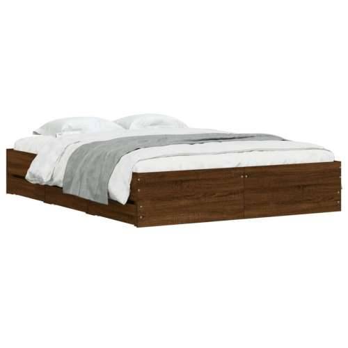 Okvir kreveta s ladicama boja smeđeg hrasta 140x190 cm - Smeđi hrast 140 x 190 cm Cijena