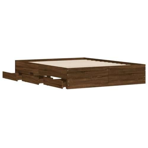 Okvir kreveta s ladicama boja smeđeg hrasta 140x190 cm - Smeđi hrast 140 x 190 cm Cijena