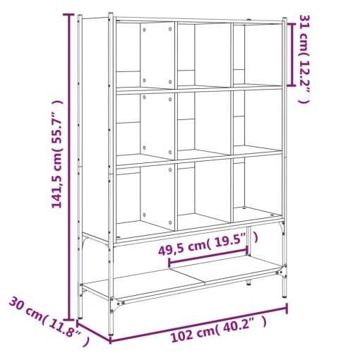 Regal za knjige boja hrasta 102x30x141,5 cm konstruirano drvo - Dimljeni hrast 1 Cijena