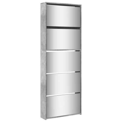 Ormarić za cipele s ogledalom i 5 razina sivi 63x17x169,5 cm - Beton siva 1 Cijena