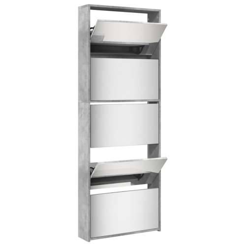 Ormarić za cipele s ogledalom i 5 razina sivi 63x17x169,5 cm - Beton siva 1 Cijena