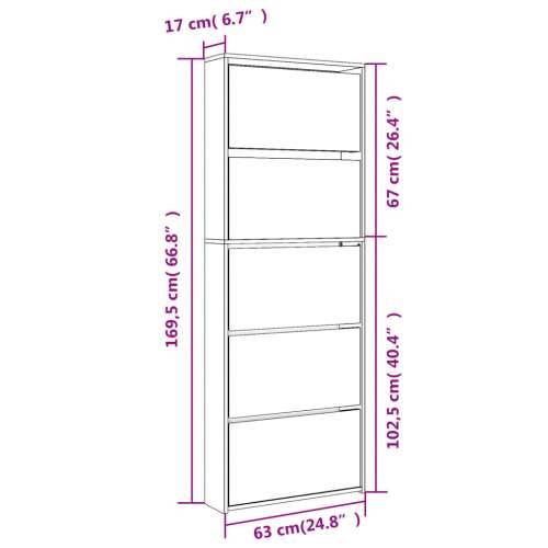 Ormarić za cipele s ogledalom i 5 razina sivi 63x17x169,5 cm - Beton siva 1 Cijena