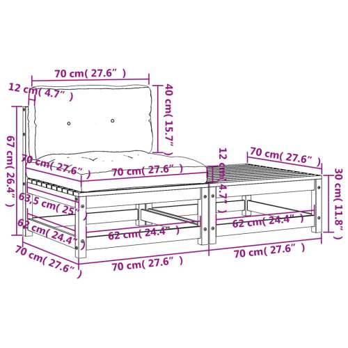 Vrtna sofa bez naslona za ruke s jastucima i tabureom - Prirodni douglas 1 armless sofa Cijena