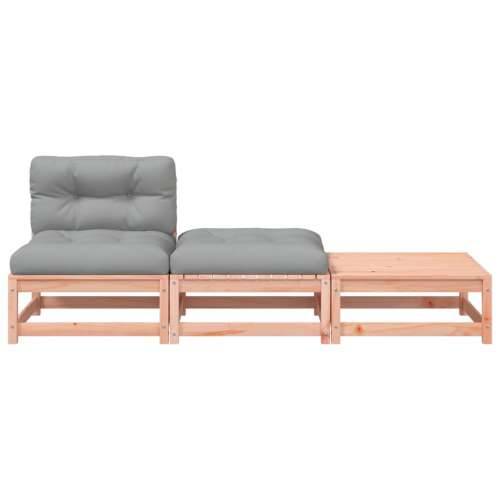 Vrtna sofa bez naslona za ruke s jastucima i tabureima - Prirodni douglas 1 stolica + 2x tabure Cijena