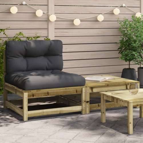 Vrtna sofa bez naslona za ruke s jastucima i tabureom Prirodno impregnirano 1 armless sofa Cijena