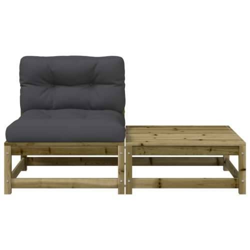 Vrtna sofa bez naslona za ruke s jastucima i tabureom Prirodno impregnirano 1 armless sofa Cijena